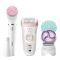 Braun Silk Epil 9 & FaceSpa Brush Beauty Set, White/Pink, SES9985