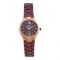 Omax Quartz Water Resist Rust Gold Round Dial With Maroon Bracelet Men's Analog Watch, CFS001N004