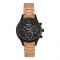Omax PVD Black Round Dial With Rust Gold Bracelet Men's Chronograph Watch, FSM009U012