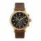 Timex Men's Golden Round Dial With Black Background & Brown Strap Chronograph Watch, TW2T20900