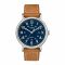 Timex Men's Indiglo Chrome Round Dial With Navy Blue Dial & Plain Brown Strap Analog Watch, TW2R42500