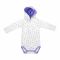 The Nest Jersey Long Sleeve BodySuit With Hood Heart Print, UniCorn Purple 
