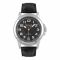 Omax Men's Chrome Round Dial With Black Texture Strap Analog Watch, HA02