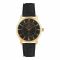 Omax Men's Golden Round Dial With Black Texture Strap Analog Watch, OAS129QB02