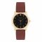 Omax Men's Rust Gold Round Dial With Brwon Plain Strap Analog Watch, SC7661QQ52