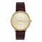 Omax Men's Yellow Gold Round Dial With Texture Maroon Strap Analog Watch, DC005T15I