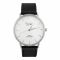 Omax Men's Chrome Round Dial With White Background & Textured Black Strap Analog Watch, HX03P62I