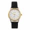 Omax Women's Yellow Gold Round Dial With Textured Black Strap Analog Watch, JXL01T35I