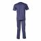 Basix Men’s Power Stretch Striped Henley Knitted Loungewear, Denim Blue, LW-817