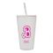 Barbie Party Double-Layer Plastic Straw Cup, Water Cup Drinking Bottle, White, NL2203