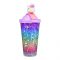 Unicorn Theme Plastic Tumbler Water Bottle With Straw & Strap, Travel Mug, Purple, WBD9100