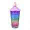 Unicorn Theme BPA Free Plastic Tumbler Water Bottle With Straw & Strap, Insulated Travel Mug, Purple, 500ml Capacity, WBD9100