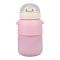 Melody Plastic Thermos Cup Cute Water Bottle With Straw & Strap, Leakproof, Pink, 8075B