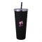 Barbie Sparkle Plastic Straw Cup With Straw, Water Cup Drinking Bottle, Black, NL8807