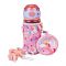 Unicorn Theme Plastic Water Bottle With Strap, Bottle Sleeve Holder & Cute Cover Tumbler Bag, Pink