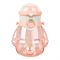 Bear Plastic Water Bottle With Strap, Pink, M10745