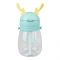 Trendy Cute Plastic Water Bottle With Strap & Straw, Leakproof, Sea Green, YB0730