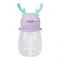 Trendy Cute Plastic Water Bottle With Strap & Straw, Leakproof, Purple, YB0730