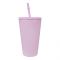 Barbie Party Double-Layer Plastic Straw Cup, Water Cup Drinking Bottle, Purple, NL2203