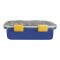 Stainless Steel Lunch Box, 3 Compartments, Spoon & Chop Stick, 400ml, Blue, 12.5cm (W) x 18.5cm (H) x 5cm (D), 7059