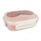 Plastic Snap Lock Lunch Box, 3 Compartments, Spoon & Fork, 1200ml, Pink, 9cm (W) x 16cm (H) x 5cm (D), 25451