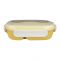 Plastic Snap Lock Lunch Box, 3 Compartments, Spoon & Fork, 1200ml, Yellow, 8.5cm (W) x 15cm (H) x 5cm (D), 25451