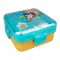 Plastic Lunch Box, 3 Compartments, Spoon & Sauce Jar, Sea Green, 13.5cm (W) x 15.5cm (H) x 4cm (D), Lx-7118