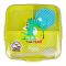 Plastic Lunch Box, 3 Compartments, Spoon & Sauce Jar, Yellow, 13cm (W) x 14.4cm (H) x 5cm (D), Lx-7118