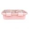 Stainless Steel Lunch Box, 2 Compartments & Cutlery, 850ml, Pink, 12.5cm (W) x 18.5cm (H) x 4.5cm (D), 7087