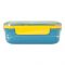 Plastic Lunch Box, 2 Compartments & Cutlery, 1100ml, Yellow & Blue, 7.5cm (W) x 16cm (H) x 5.5cm (D), Yk0335