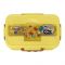 Plastic Lunch Box, 3 Compartments & Cutlery, Yellow, 9cm (W) x 16.5cm (H) x 5.5cm (D), K-181