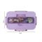 Plastic Lunch Box, 3 Compartments & Cutlery, Purple, 9cm (W) x 16cm (H) x 5.5cm (D), K-181