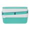 Plastic Lunch Box With 3 Rooms On 2 Levels With Own Handle, 1500ml, Sea Green, 9 cm (W) x 15.5cm (H) x 5cm (D), K-812