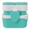 Plastic Lunch Box With 3 Rooms On 2 Levels With Own Handle, 1500ml, Sea Green, 9 cm (W) x 15.5cm (H) x 5cm (D), K-812