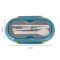 Plastic Lunch Box, 2 Compartments & Cutlery, 1000ml, Blue, 7.5cm (W) x 15.5cm (H) x 5.5cm (D), Kh-002