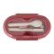 Plastic Lunch Box, 2 Compartments & Cutlery, 1000ml, Red, 7.5cm (W) x 14.5cm (H) x 5.5cm (D), Kh-002
