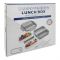 Stainless Steel Lunch Box, 2 Compartments, Spoon & Chop Stick, 1200ml, Grey, 15.5cm (W) x 18.5cm (H) x 5.5cm (D), Kh-0036