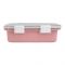 Stainless Steel Lunch Box, 3 Compartments, 850ml, Pink, 11cm (W) x 16.5cm (H) x 5cm (D), 70691