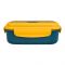 Plastic Lunch Box, 2 Compartments & Cutlery, 1100ml, Yellow & Blue, 8.5cm (W) x 15.5cm (H) x 5.5cm (D), Yk-0225