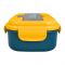 Plastic Lunch Box, 2 Compartments & Cutlery, 1100ml, Yellow & Blue, 8.5cm (W) x 15.5cm (H) x 5.5cm (D), Yk-0225