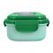 Plastic Lunch Box, 2 Compartments & Cutlery, 1100ml, Green, 9cm (W) x 16cm (H) x 5cm (D), Yk-0225