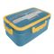 Plastic Lunch Box, 3 Compartments & Cutlery & 330ml Soup Cup, 1500ml, Blue, 10.5cm (W) x 17.5cm (H) x 6.5cm (D), Zb-6325