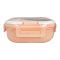 Plastic Lunch Box, 3 Compartments, Own Handle & Cutlery, 1300ml, Pink, 10.5cm (W) x 12.5cm (H) x 5.5cm (D), Tq298