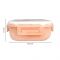 Plastic Lunch Box, 3 Compartments, Own Handle & Cutlery, 1300ml, Pink, 10.5cm (W) x 12.5cm (H) x 5.5cm (D), Tq298