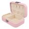 Portable Leather Jewelry Storage Organizer Box For Rings, Earrings & Necklaces, Baby Pink, 100782