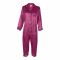 Poppy Pajama Set, Front Open Collared Shirt With Laces & Trouser, Premium Soft Silk Loungewear For Women, Magenta, 136