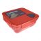 Plastic Lunch Box With Crockery & Cutlery, 1100ml Capacity, Red, 53002