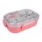 Stainless Steel 2 Partitions Lunch Box With Crockery & Cutlery, Hello Kitty