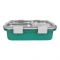 Stainless Steel Lunch Box With Cutlery, Three Compartments, 750ml, 19cm (H) x 12.5cm (W) x 5.5cm (D), Green