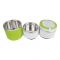 Stainless Steel Three Layers Lunch Box, Heat Preservation, 1230ml, 21cm (H) x 10.5cm (W) x 9.5cm (D), Green